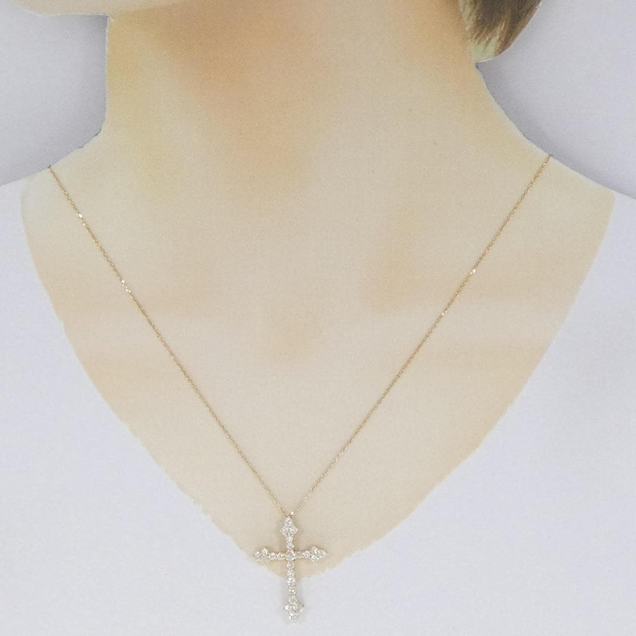 K18YG クロス ダイヤモンド ネックレス 1.11CT