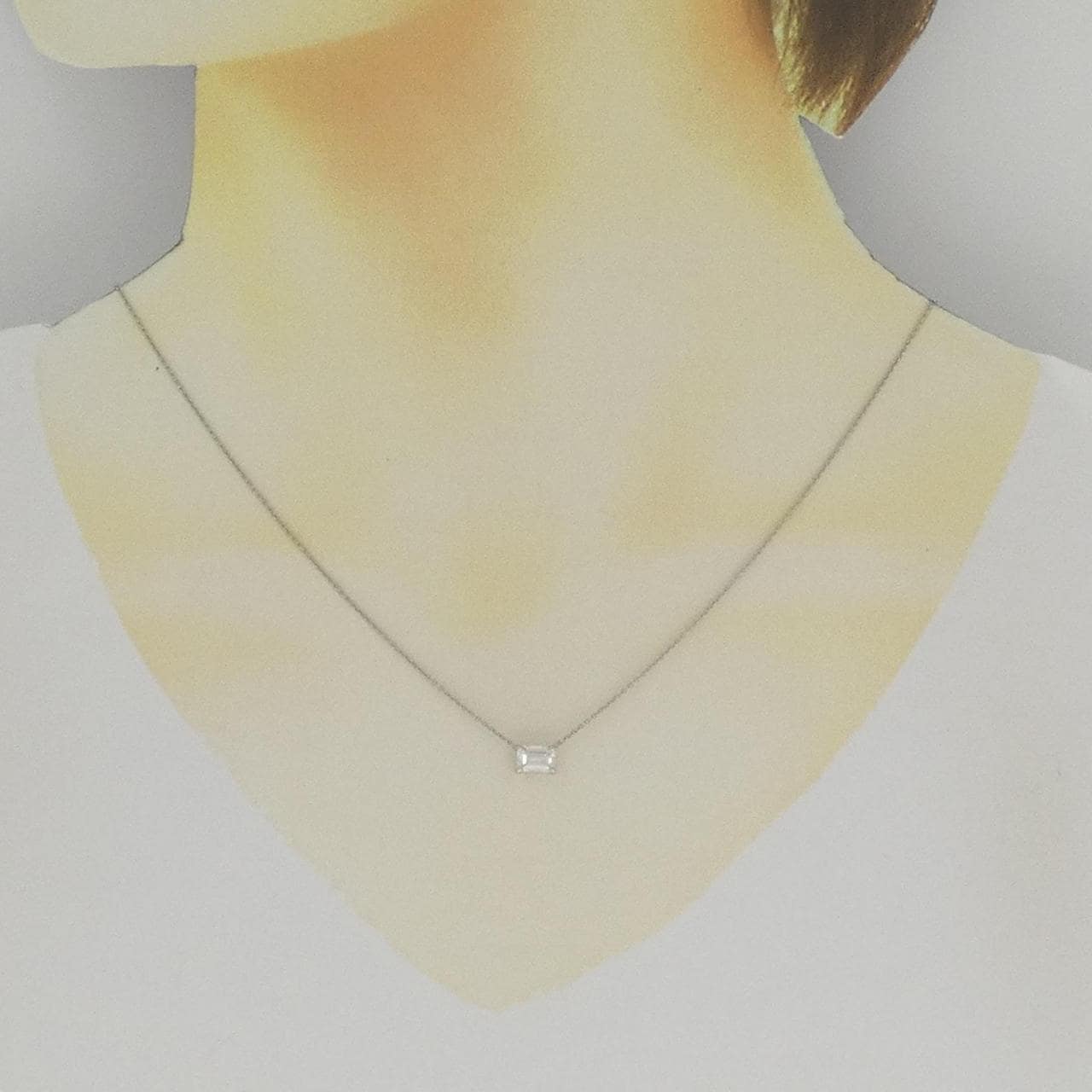【リメイク】PT900/PT850 ダイヤモンド ネックレス 0.594CT G VVS2 エメラルドカット