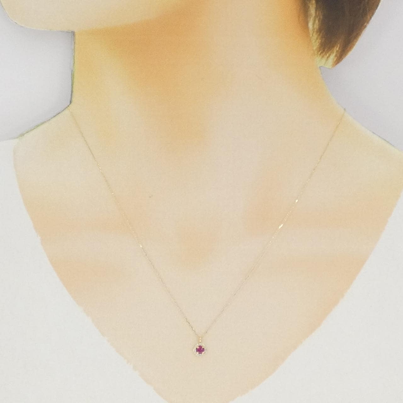 【新品】K18YG ルビー ネックレス 0.10CT