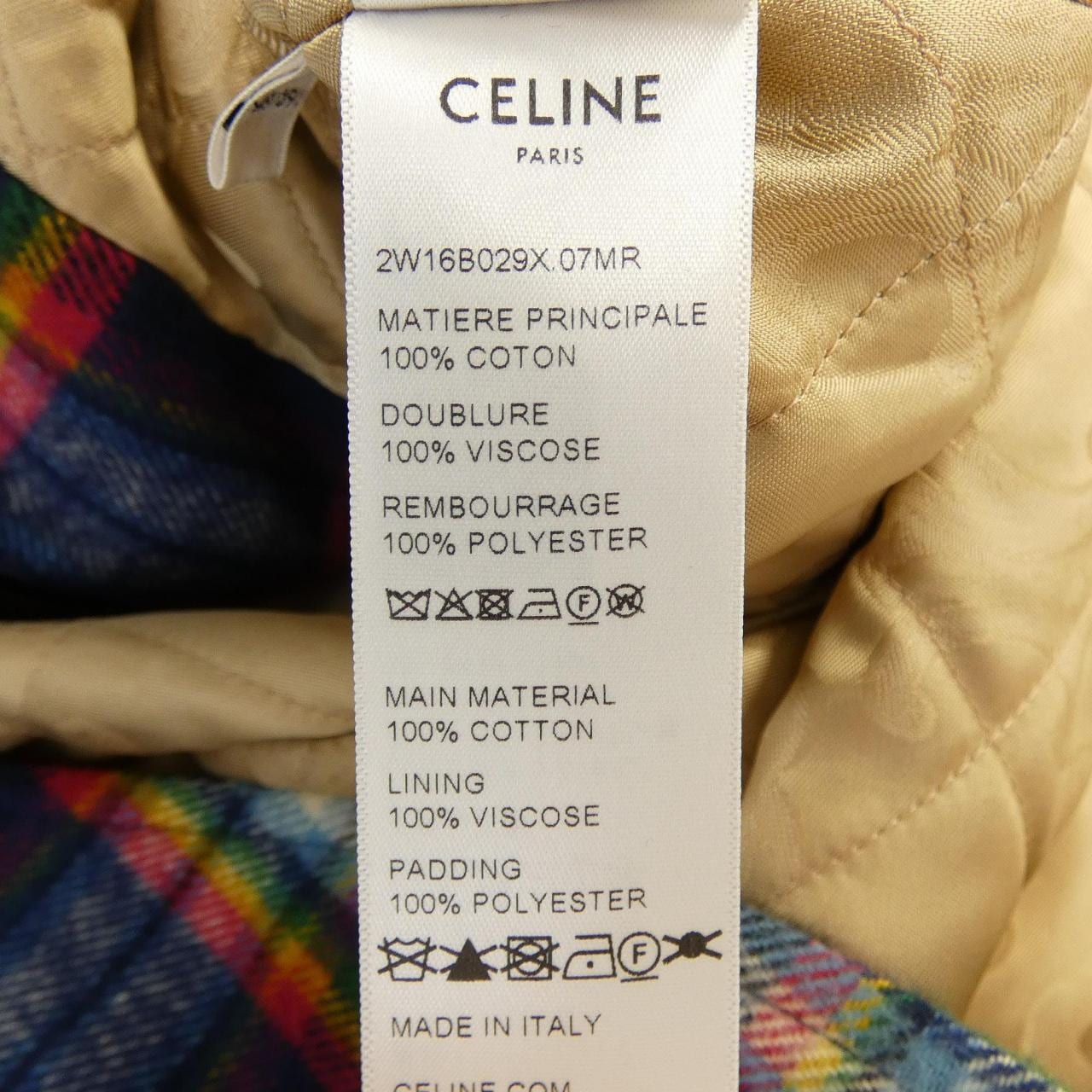 セリーヌ CELINE キルティングチェックオーバーシャツ　トリオンフ 2W16B029X ジャケット