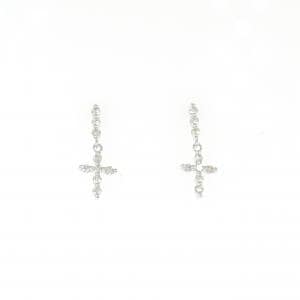 K18WG クロス ダイヤモンド ピアス 0.20CT