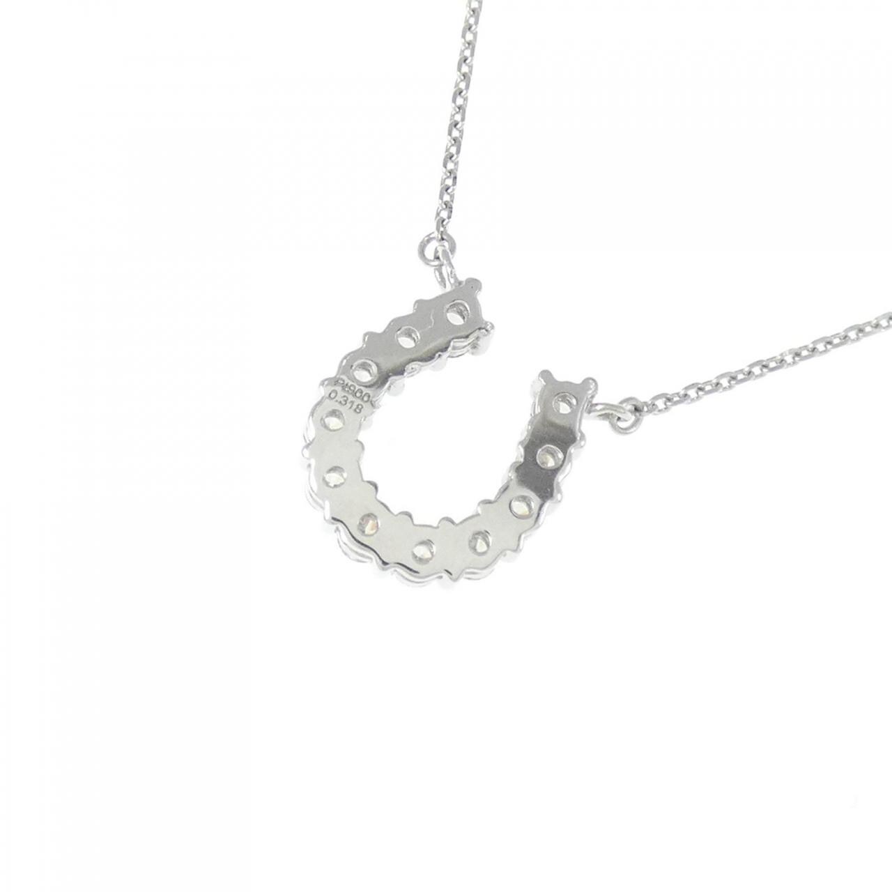 【新品】PT900/PT850 ホースシュー ダイヤモンド ネックレス 0.318CT