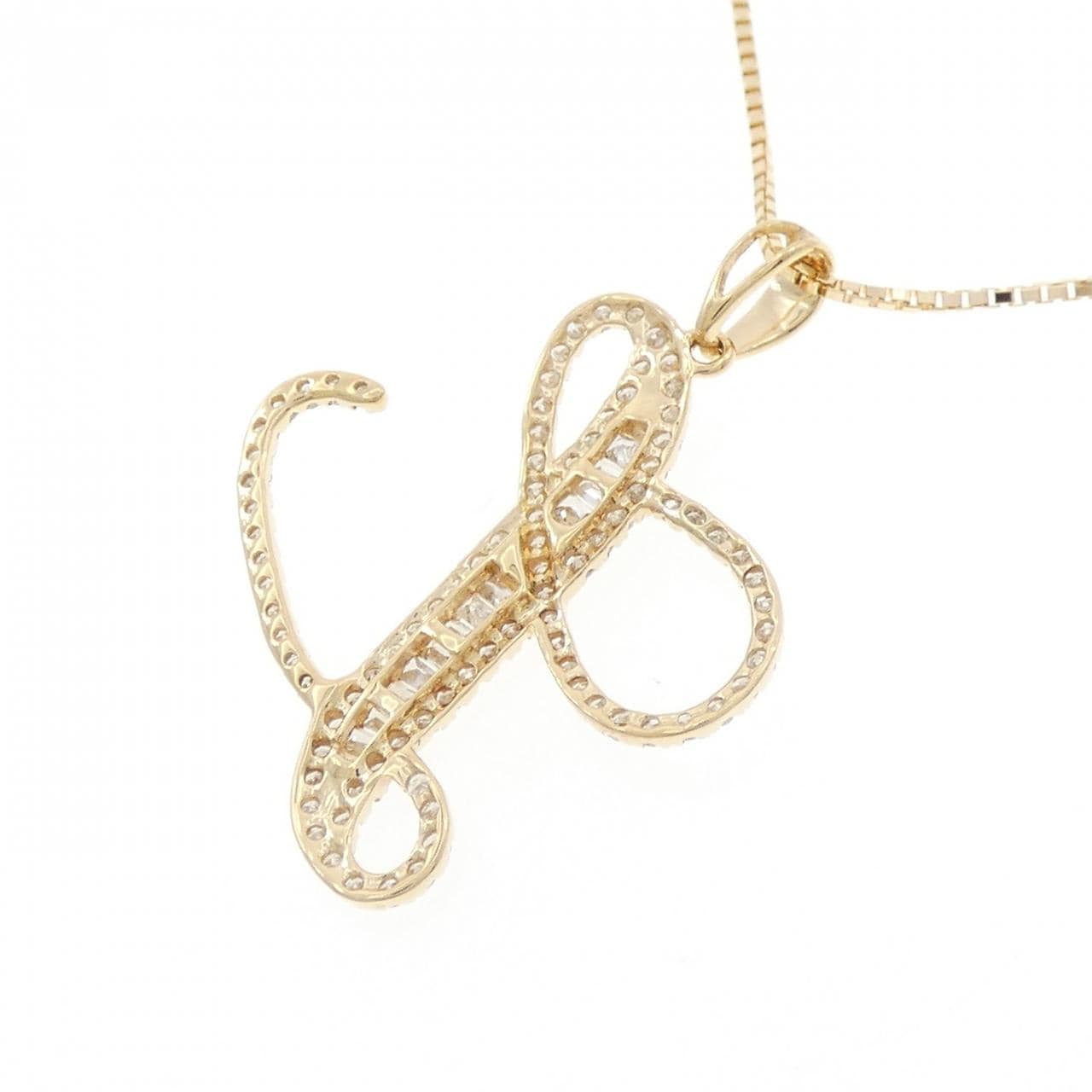 K18YG イニシャルL ダイヤモンド ネックレス 0.50CT