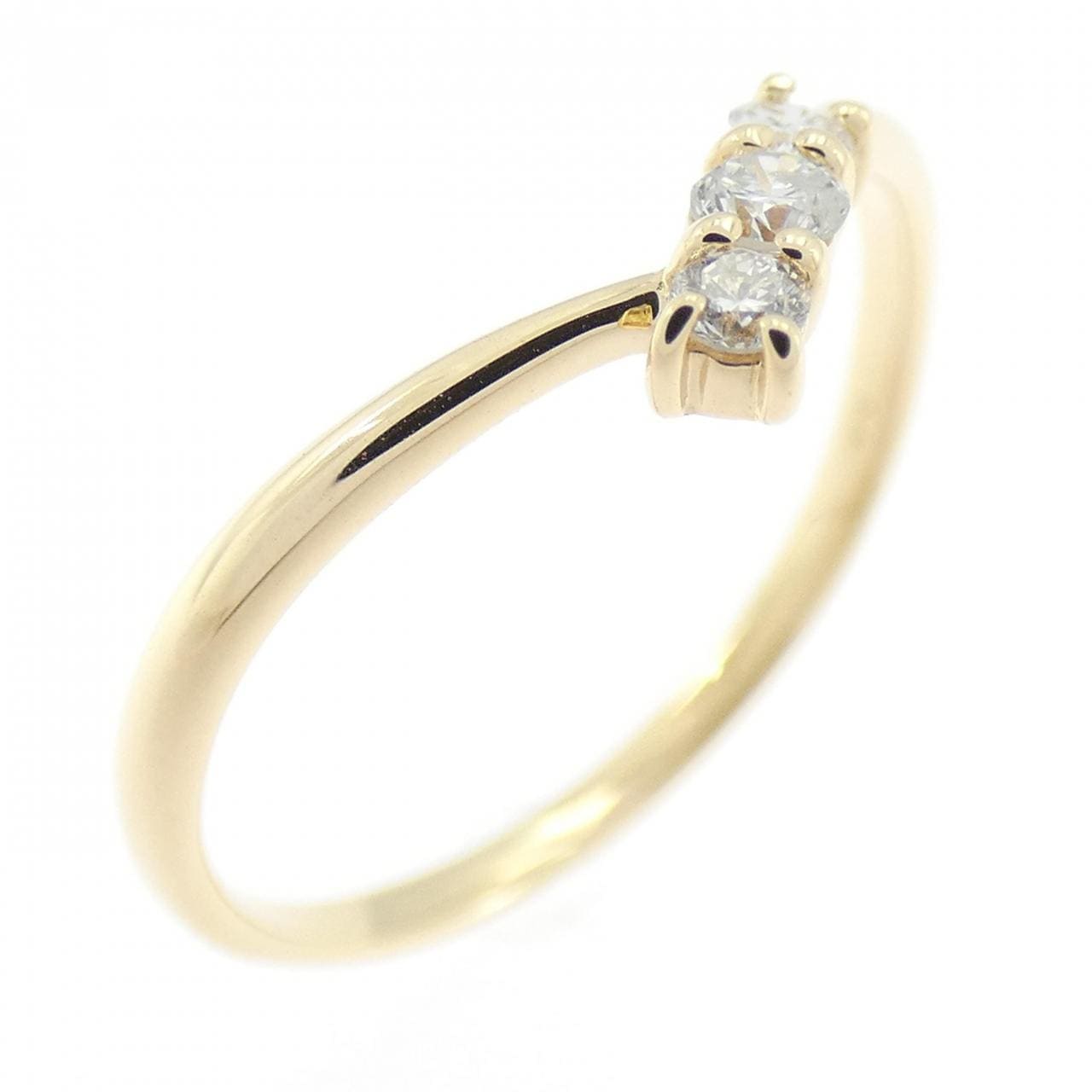 K18YG 三石钻石戒指 0.10CT