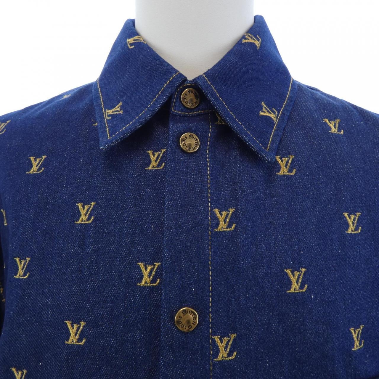 ルイヴィトン LOUIS VUITTON エンブロイダードシグネチャーショートスリーブデニムシャツ HQS90WJX1 S／Sシャツ