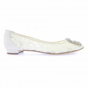 マノロブラニク MANOLO BLAHNIK HANGISIFLAT レース フラットシューズ