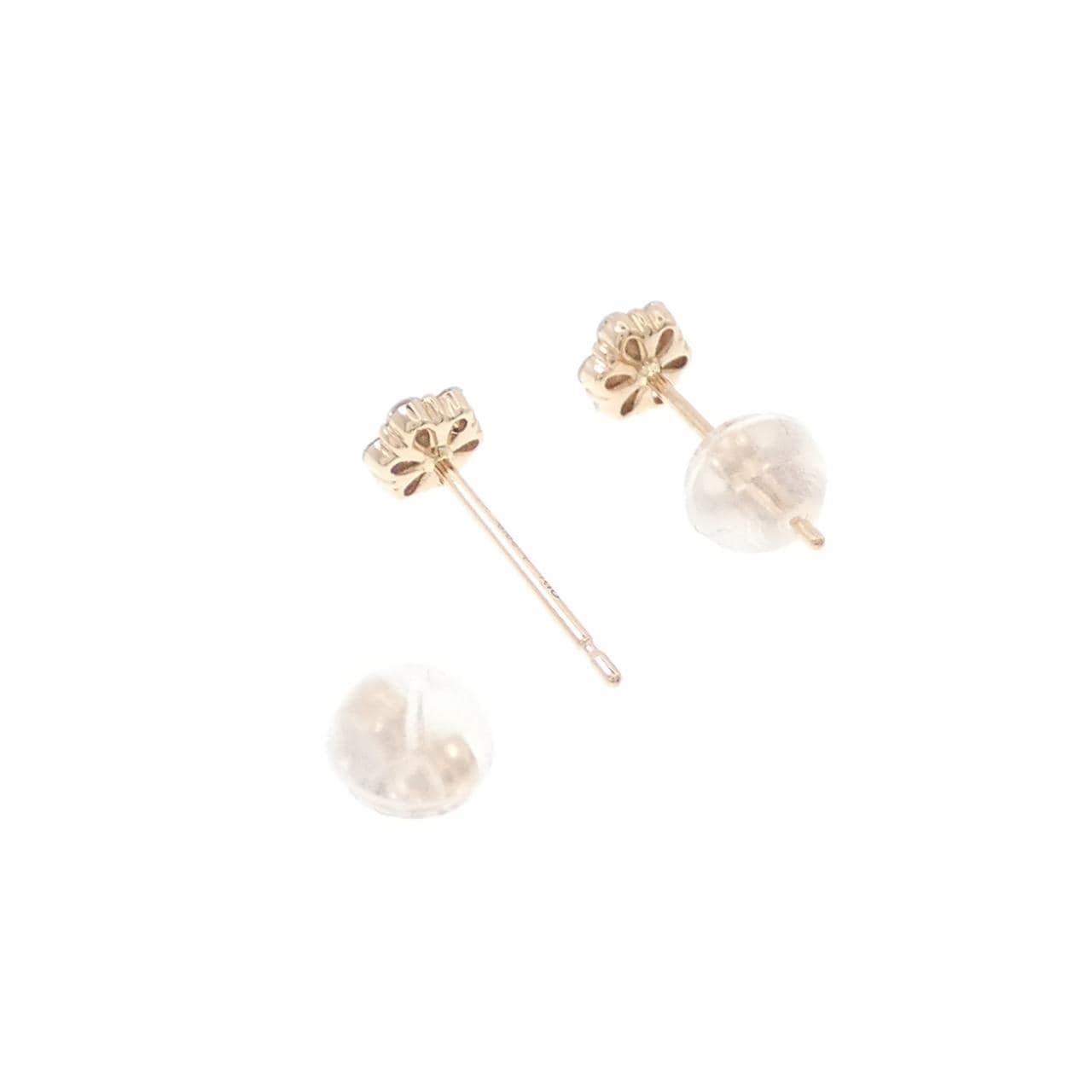 K18PG フラワー ダイヤモンド ピアス 0.16CT