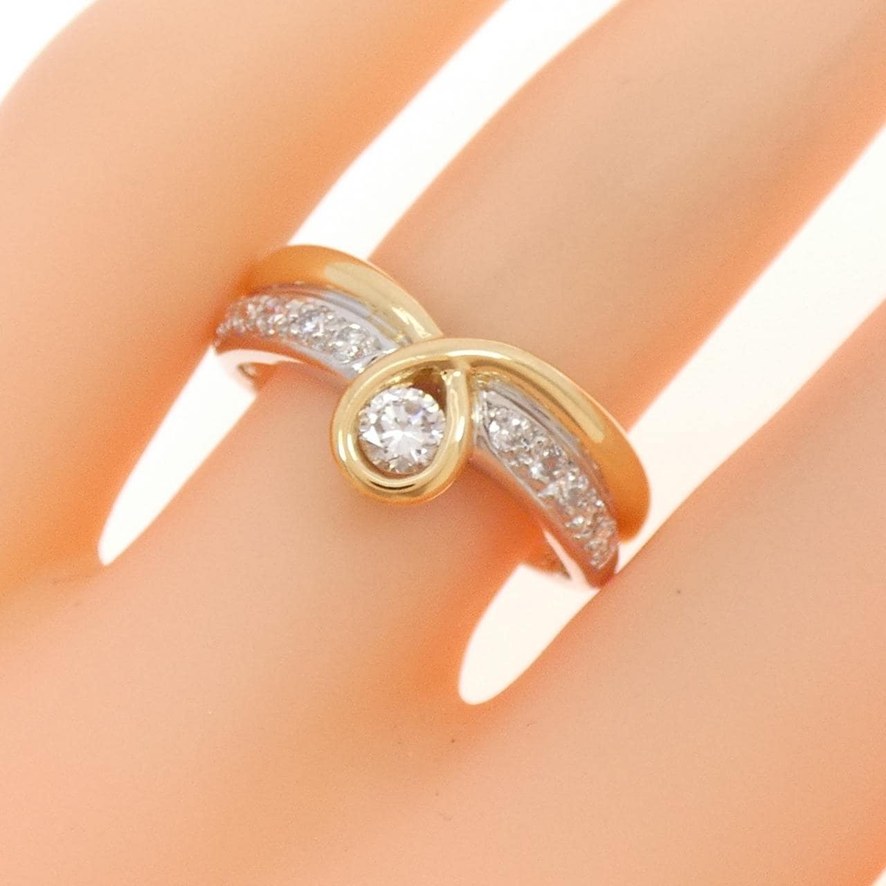 K18YG/PT900 ダイヤモンド リング 0.42CT