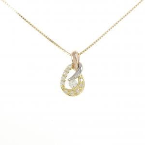 K18YG/PT900/K18PG ダイヤモンド ネックレス 0.26CT