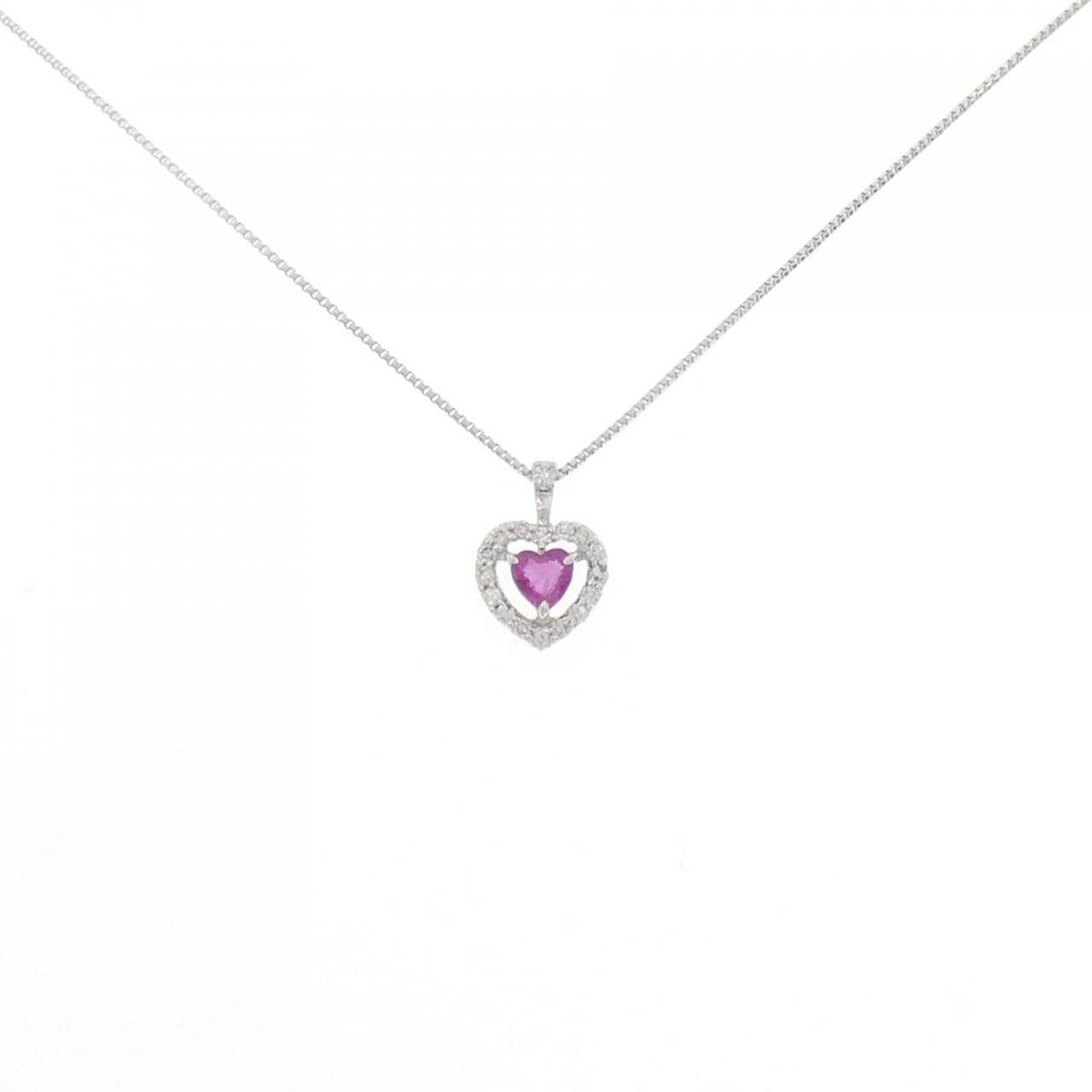 K18WG爱心红宝石项链0.18CT