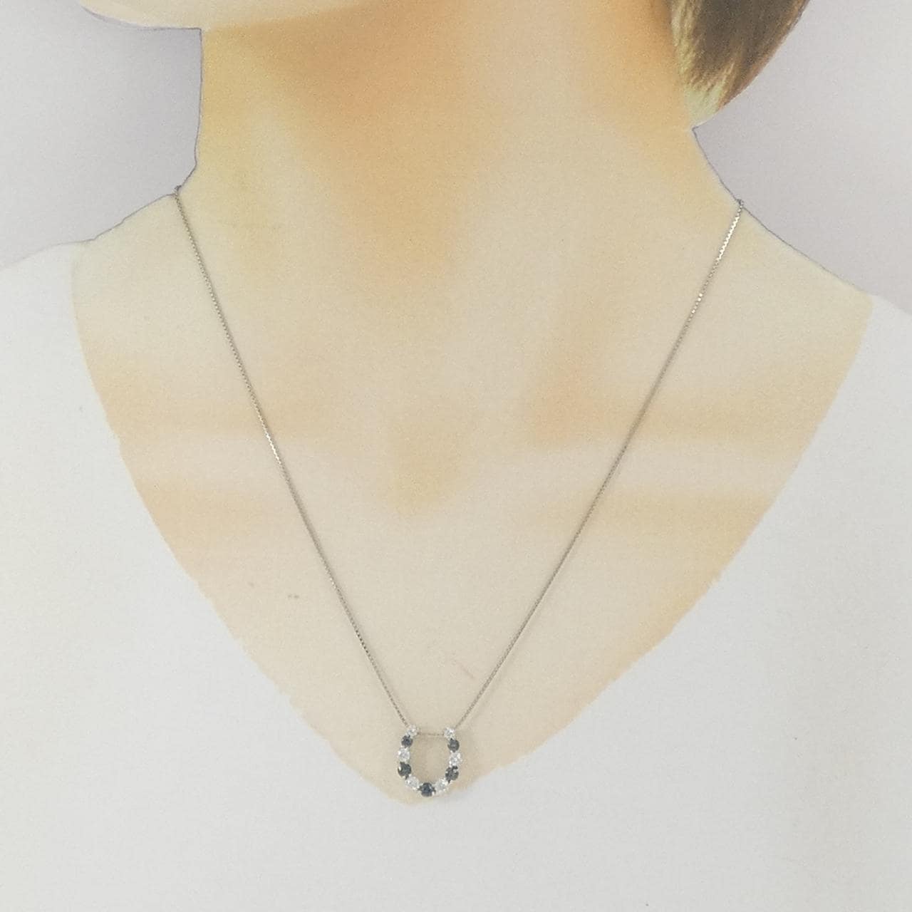 PT950/PT850 ホースシュー アレキサンドライト ネックレス 0.37CT