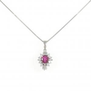 PT900/PT850 ルビー ネックレス 0.375CT