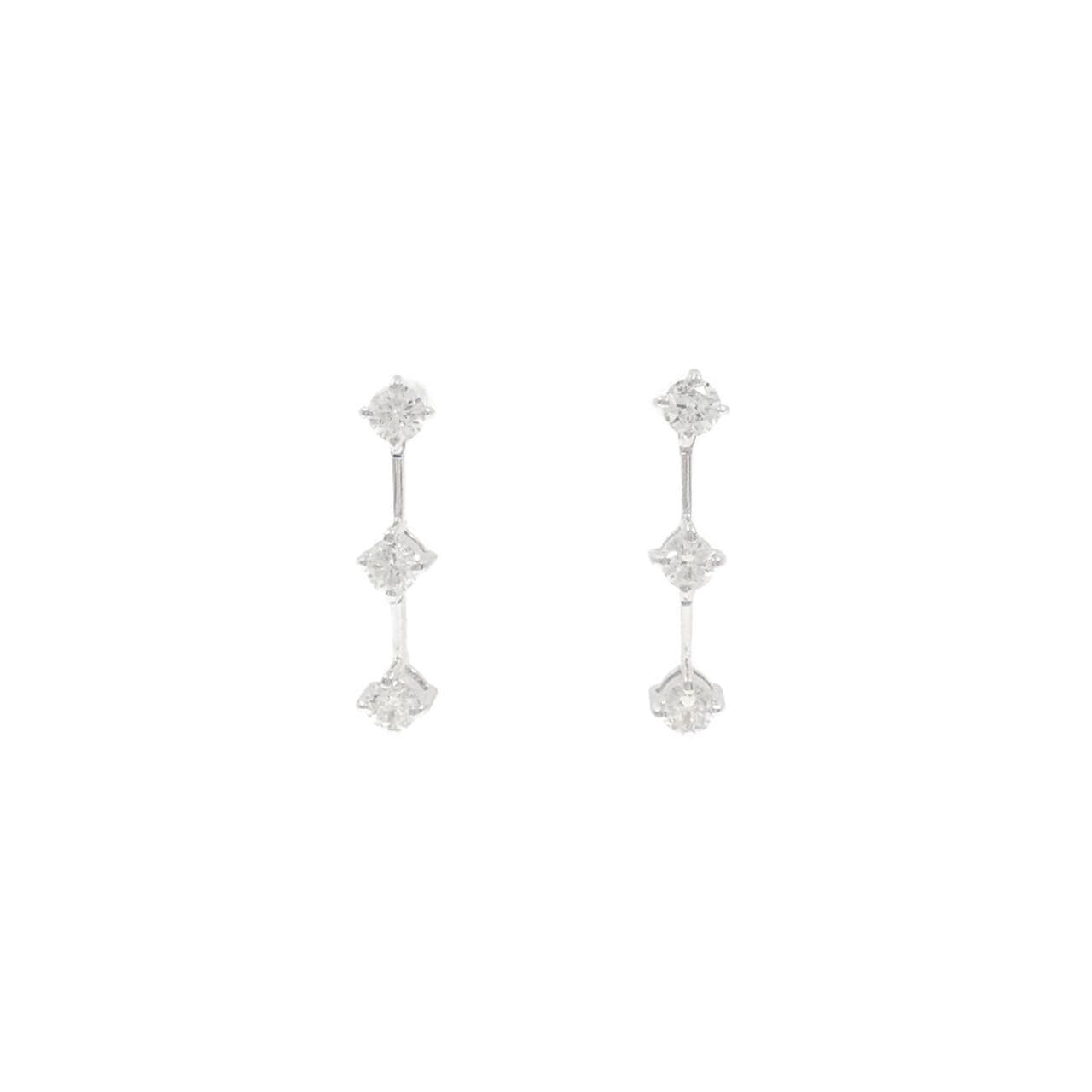 K14WG Three Stone Diamond Earrings 0.50CT