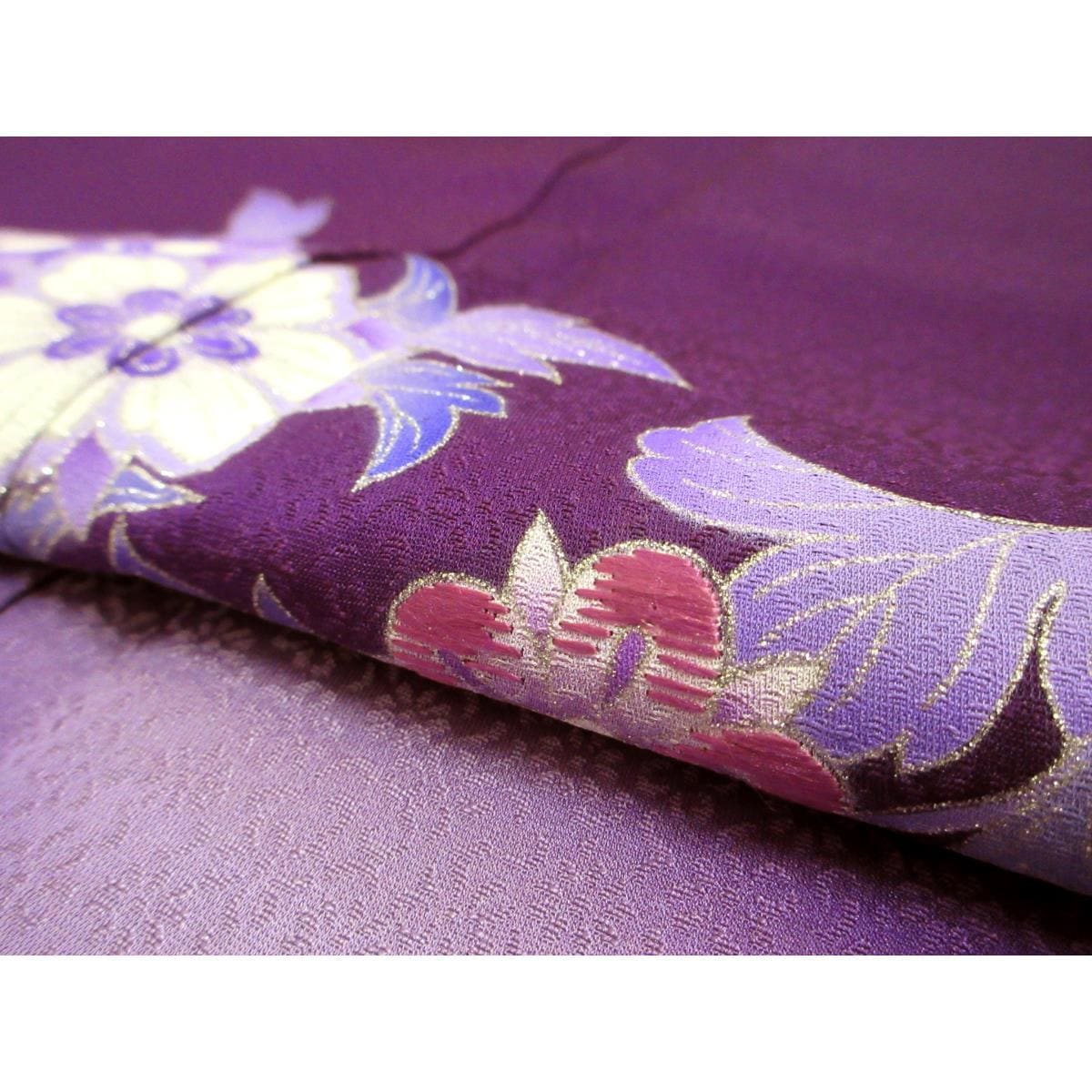 【未使用品】訪問着　友禅銀彩加工　刺繍入りボカシ染