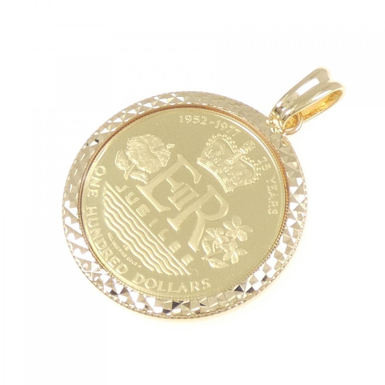 K18YG(枠) コイン ペンダント