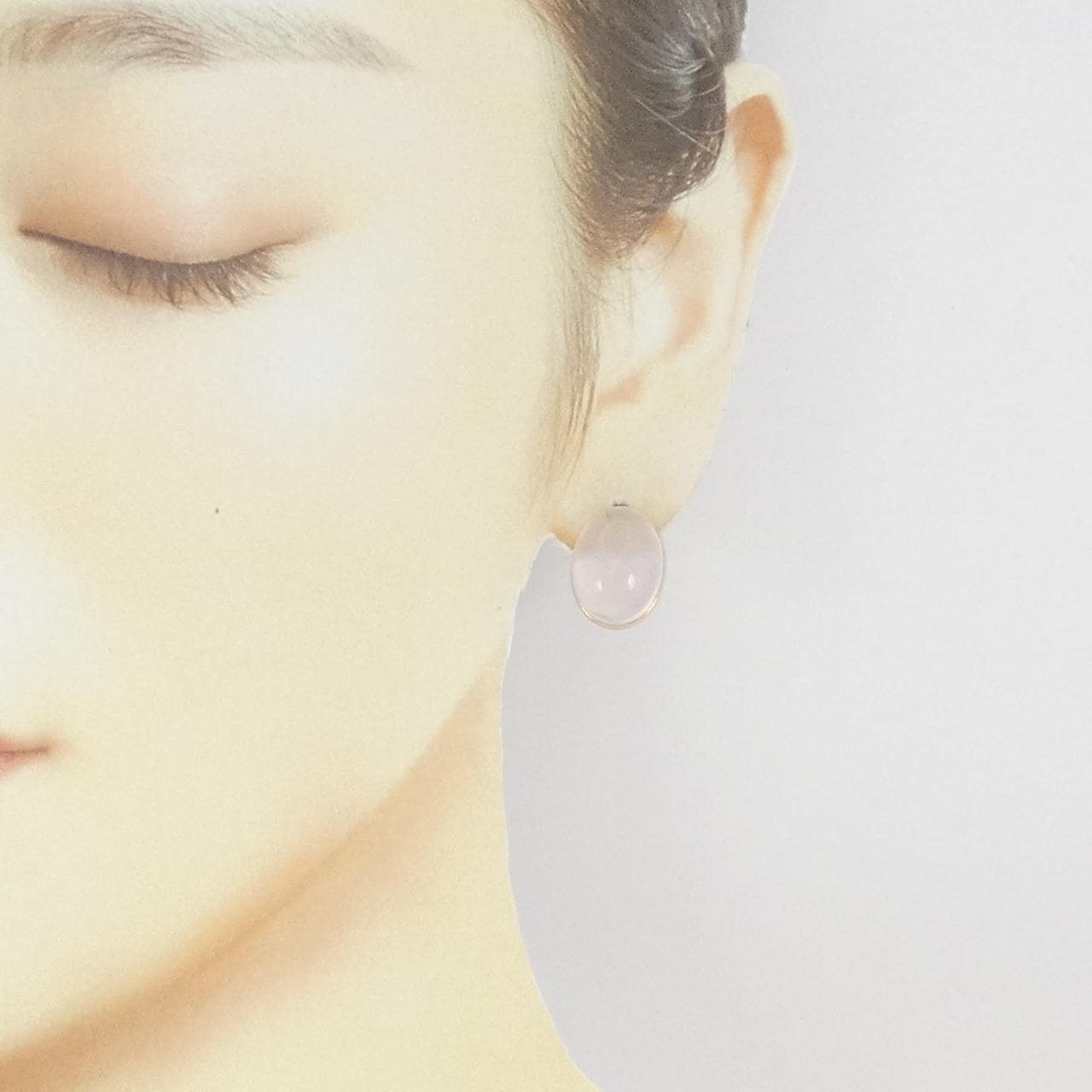 K18YG ローズクオーツ ピアス 22.00CT