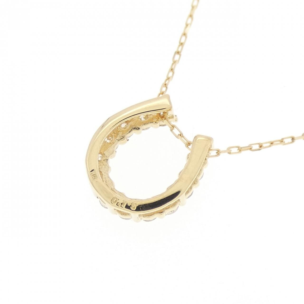 [BRAND NEW] 18K Yellow Gold Horseshoe Diamond Necklace 0.15CT