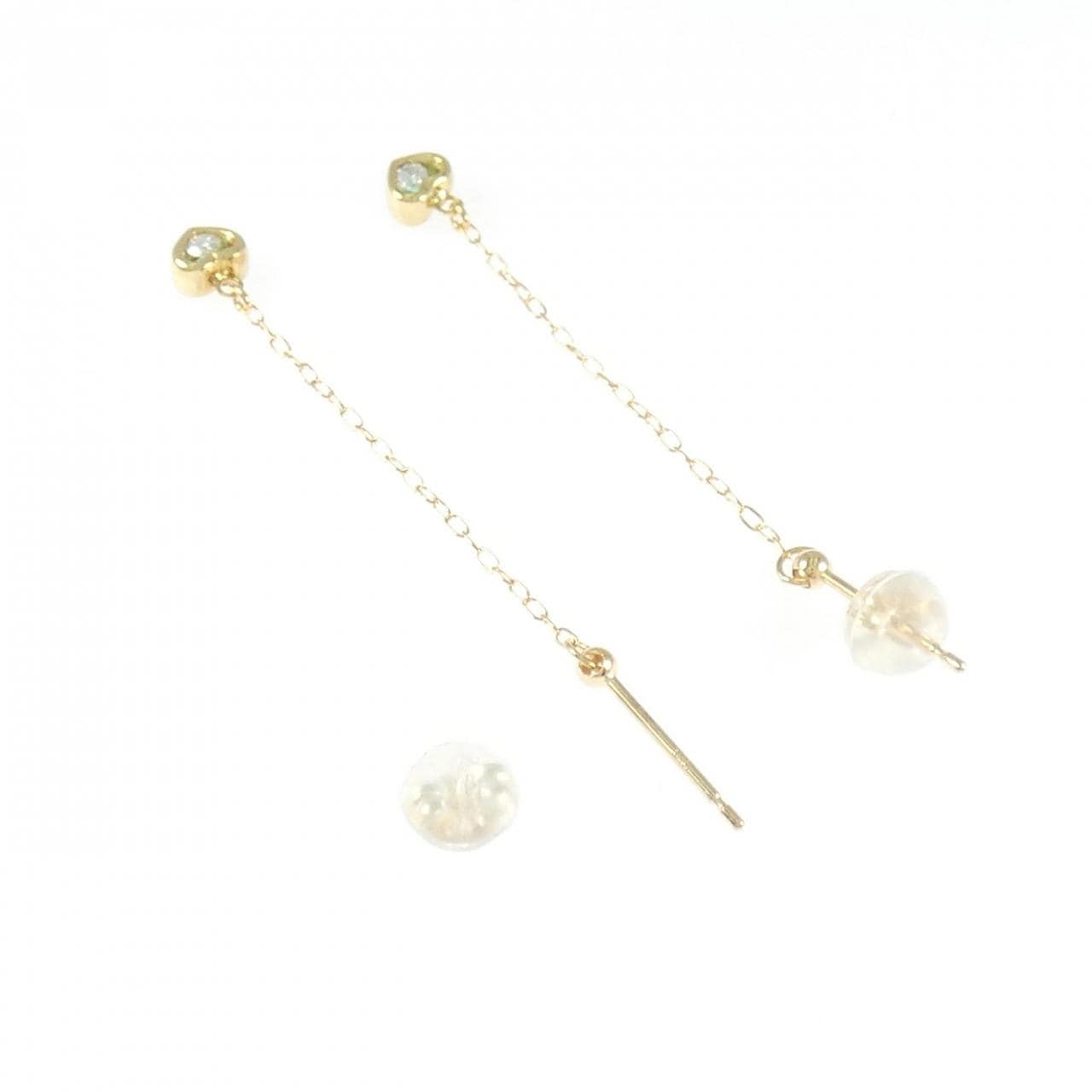 K18YG ハート エメラルド ピアス 0.06CT