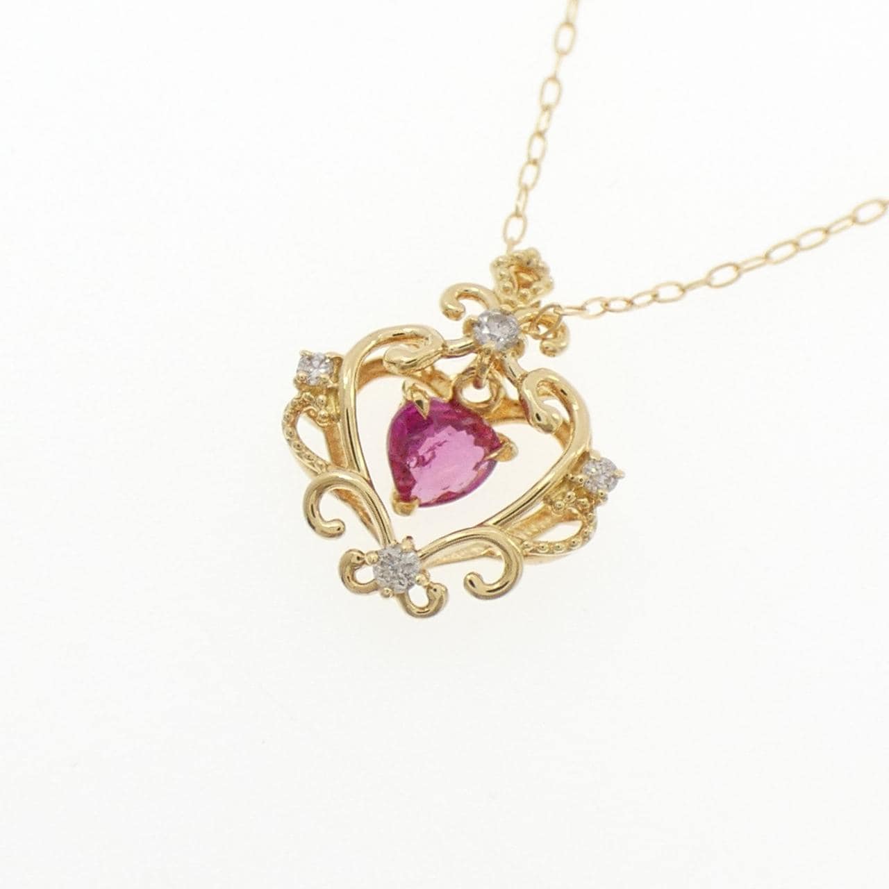 K18YG ハート ルビー ネックレス 0.20CT