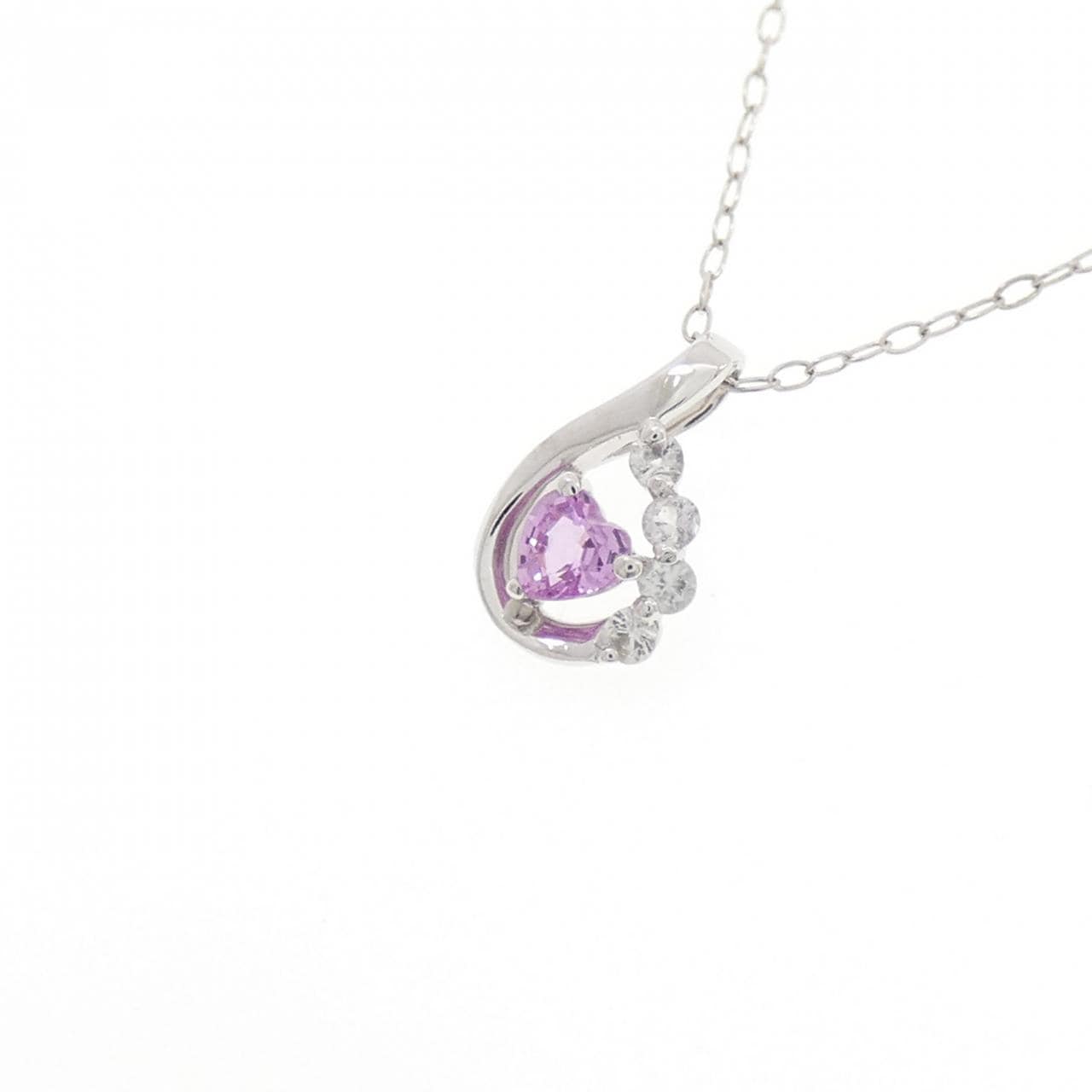K10WG ハート サファイヤ ネックレス 0.13CT
