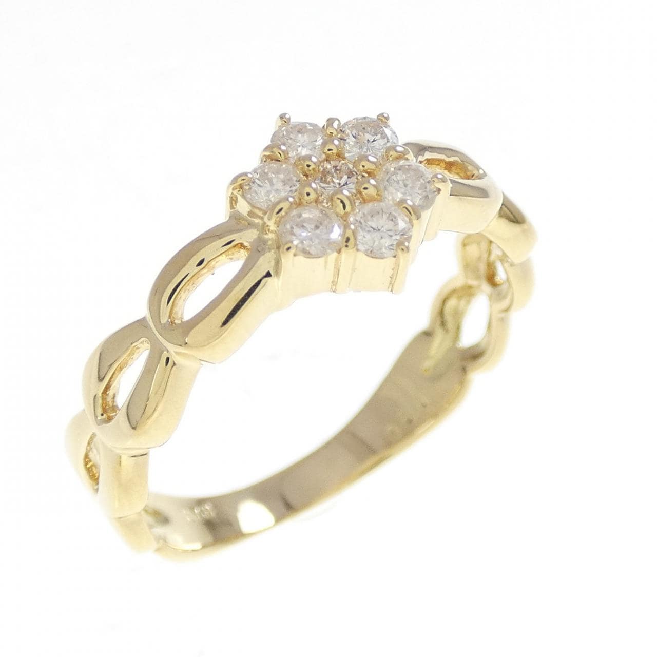 K18YG フラワー ダイヤモンド リング 0.30CT