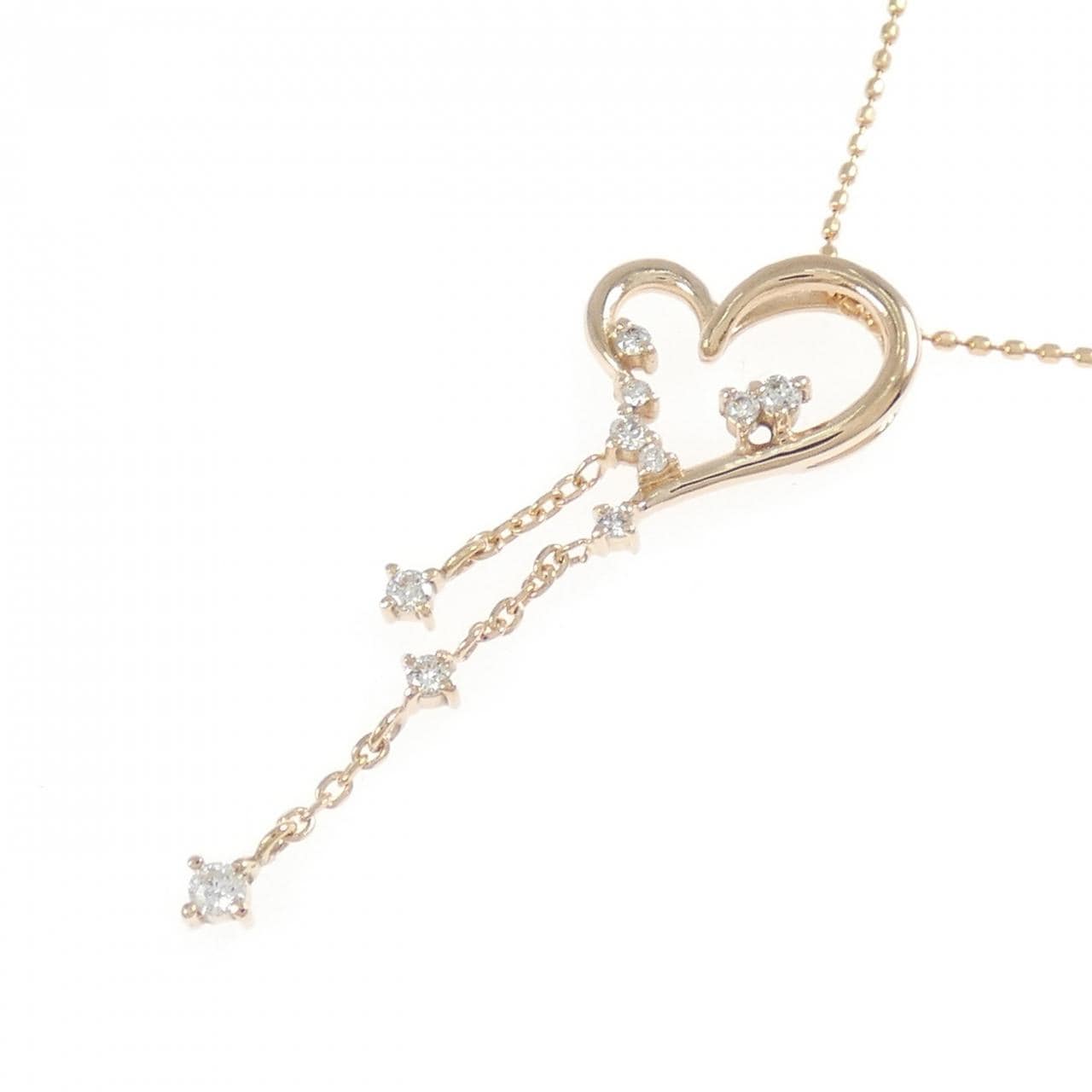 K18PG ハート ダイヤモンド ネックレス 0.15CT