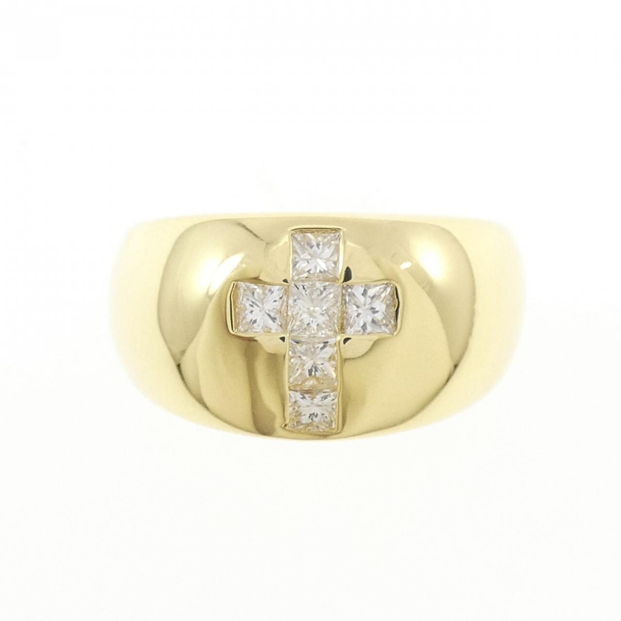 K18YG クロス ダイヤモンド リング 0.50CT