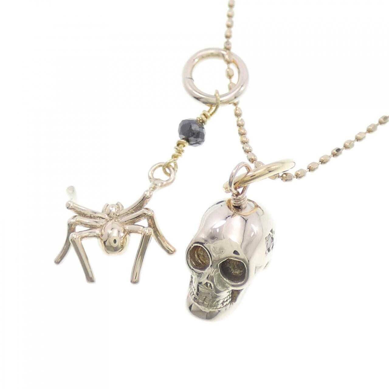 K10YG 2WAY skull x spider Diamond necklace