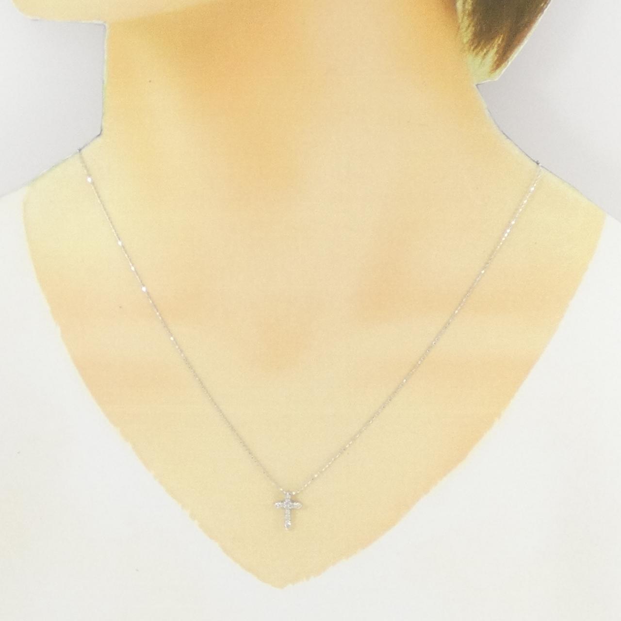 K18WG クロス ダイヤモンド ネックレス 0.15CT