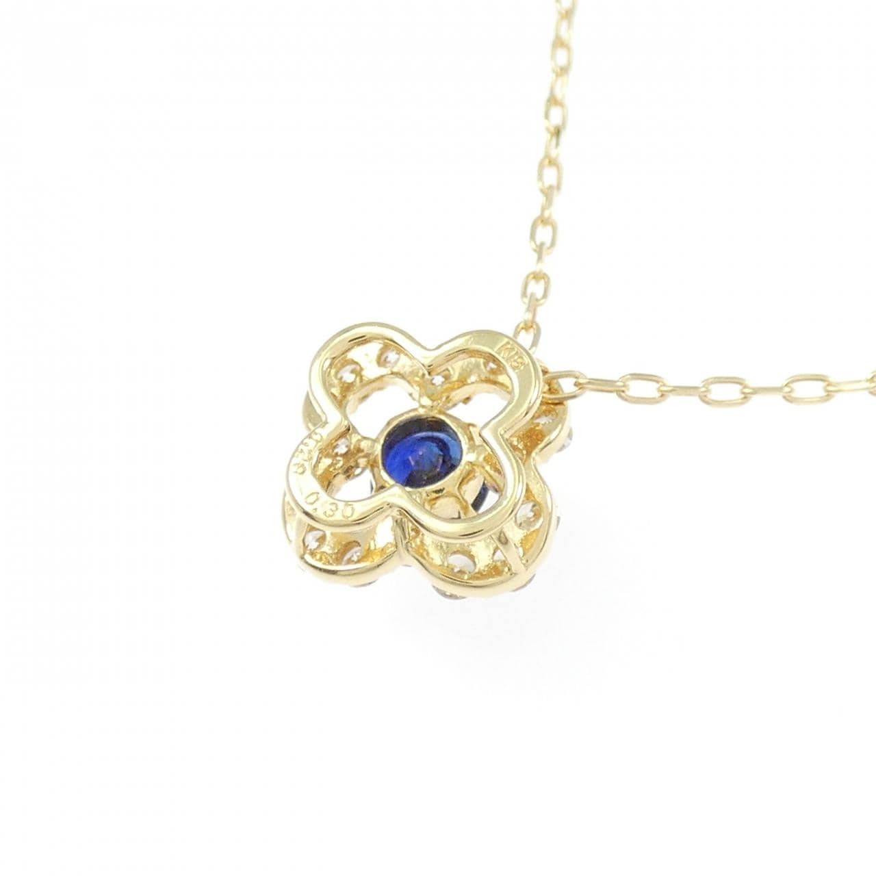 K18YG Flower Sapphire Necklace 0.28CT