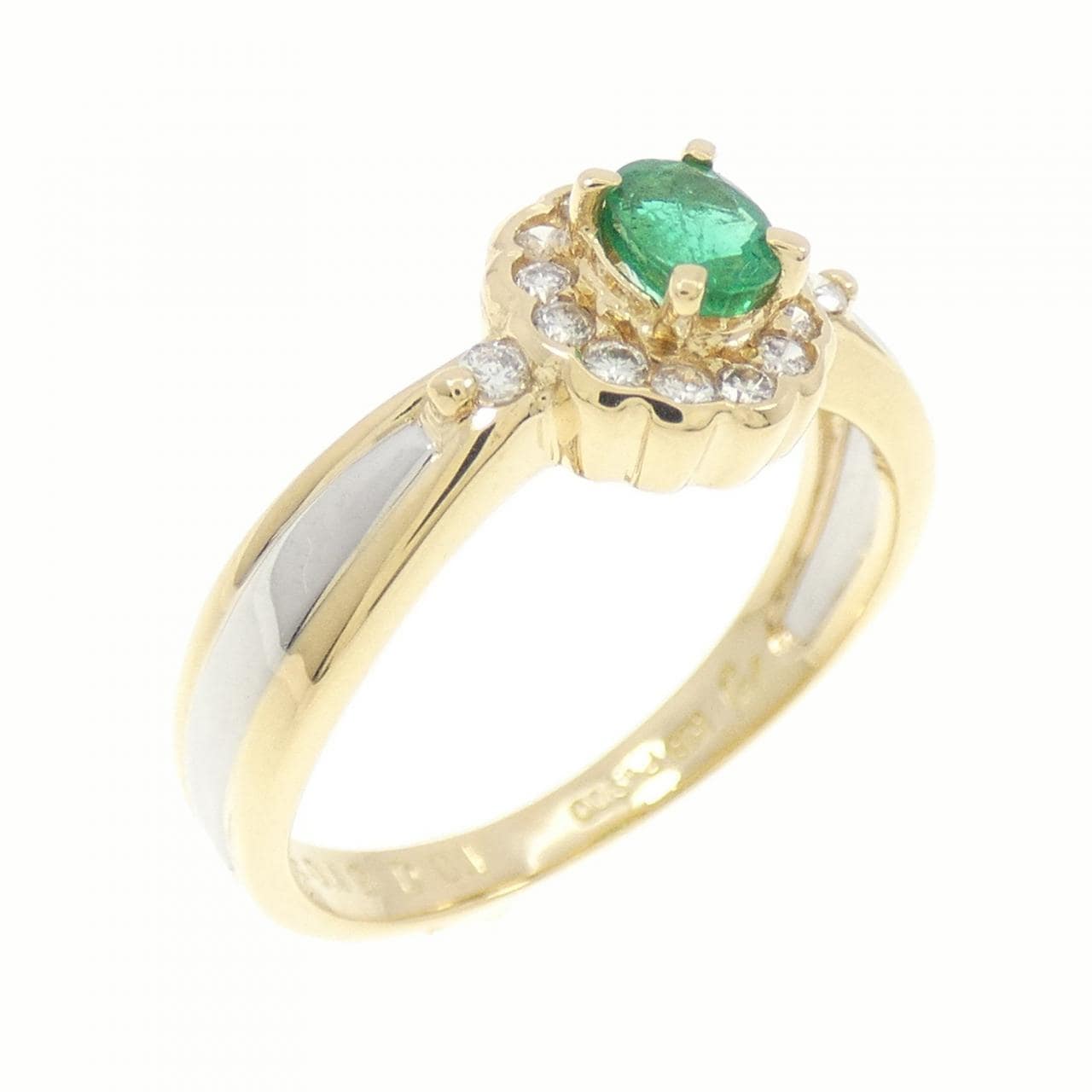 K18YG/PT绿宝石戒指0.19CT