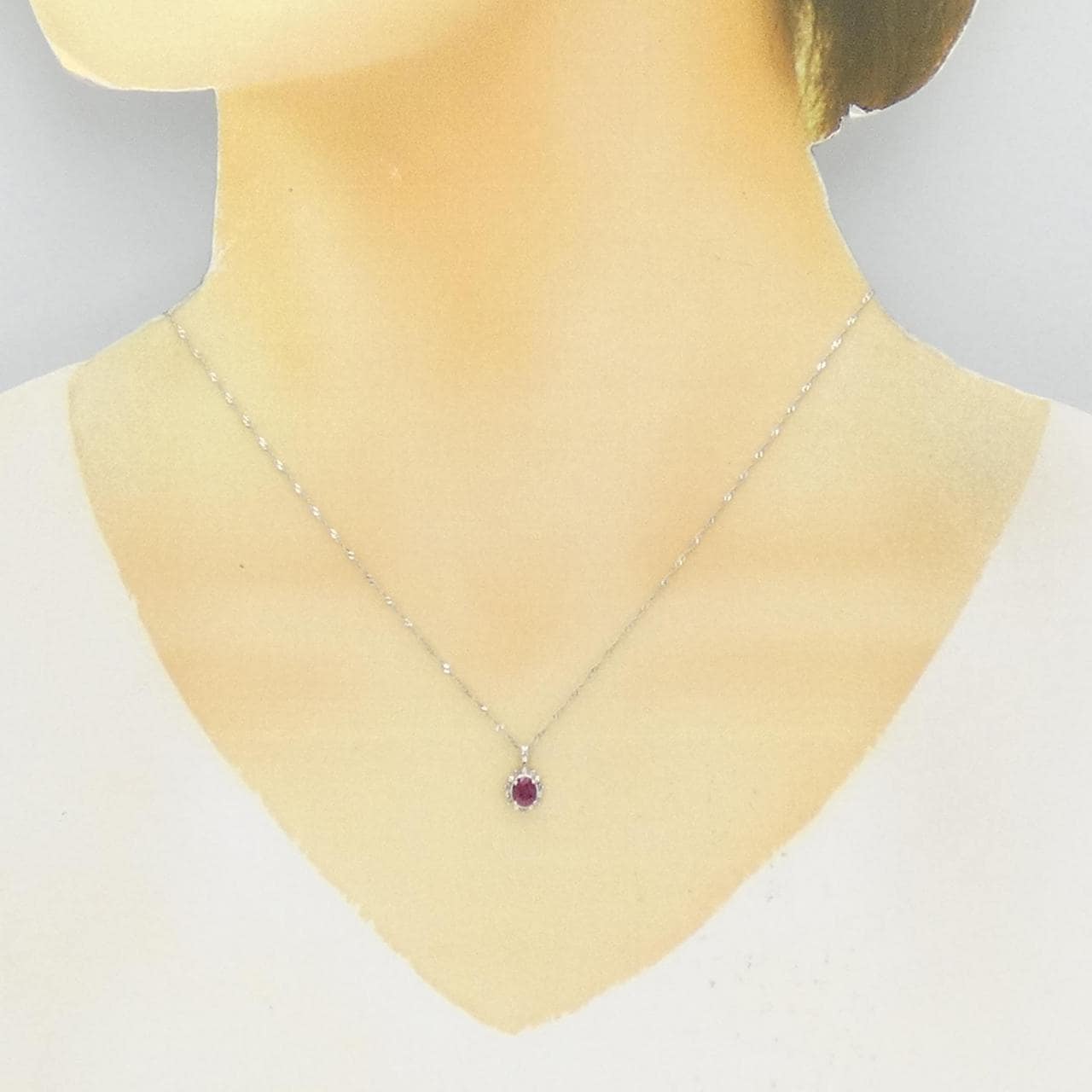 K18WG/750WG ルビー ネックレス 0.40CT