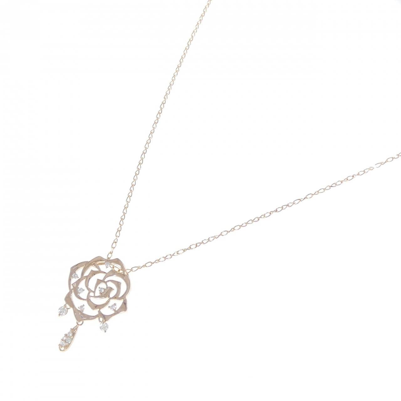 K18PG ローズ ダイヤモンド ネックレス 0.15CT