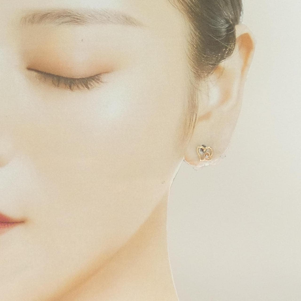 K18PG愛心藍寶石耳釘