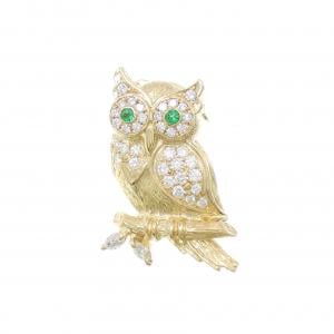 Waltham Owl Emerald Brooch 0.05CT