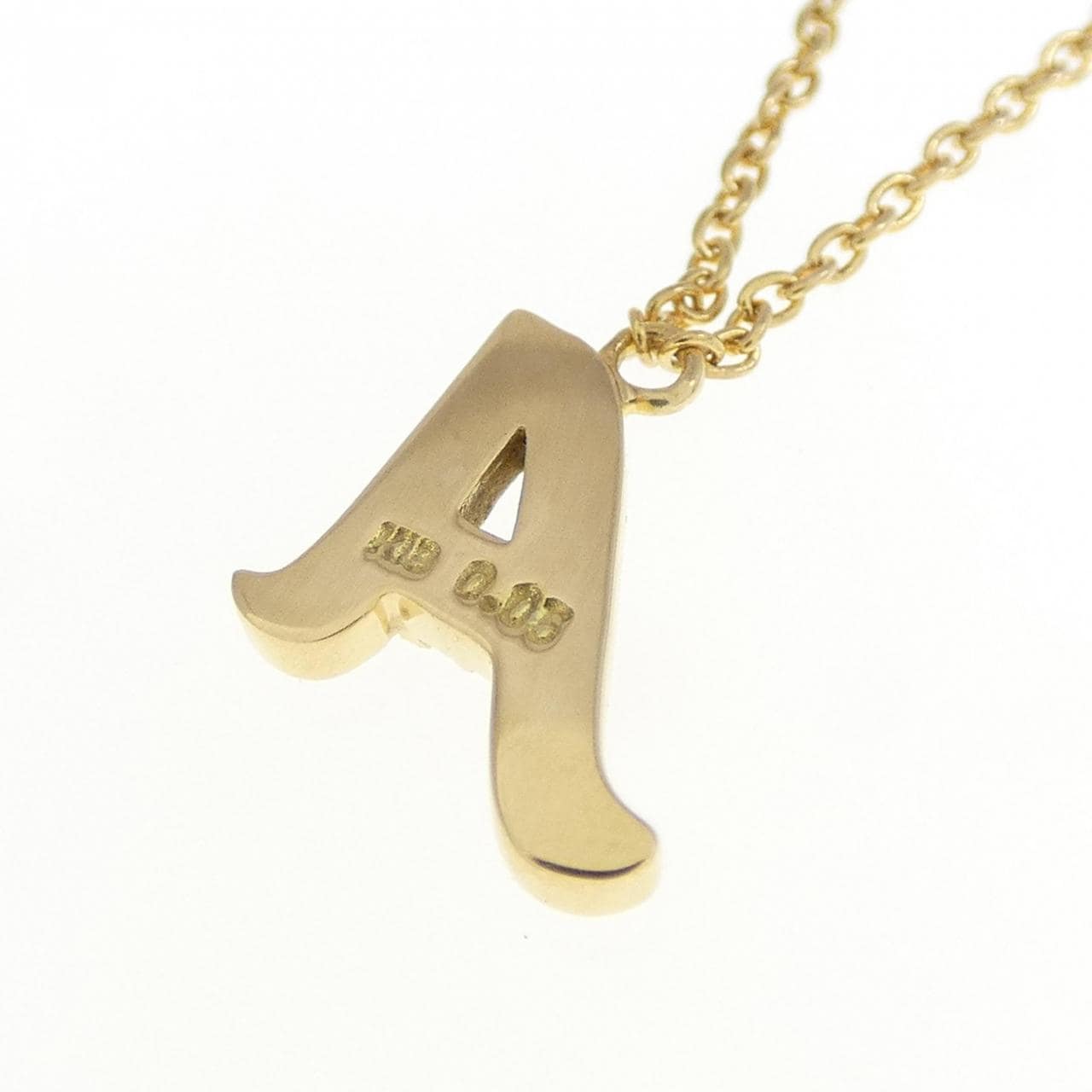 K18YG イニシャルA ダイヤモンド ネックレス 0.05CT
