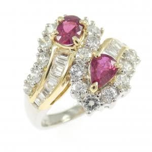 K18YG/PT900 ルビー リング 0.77CT