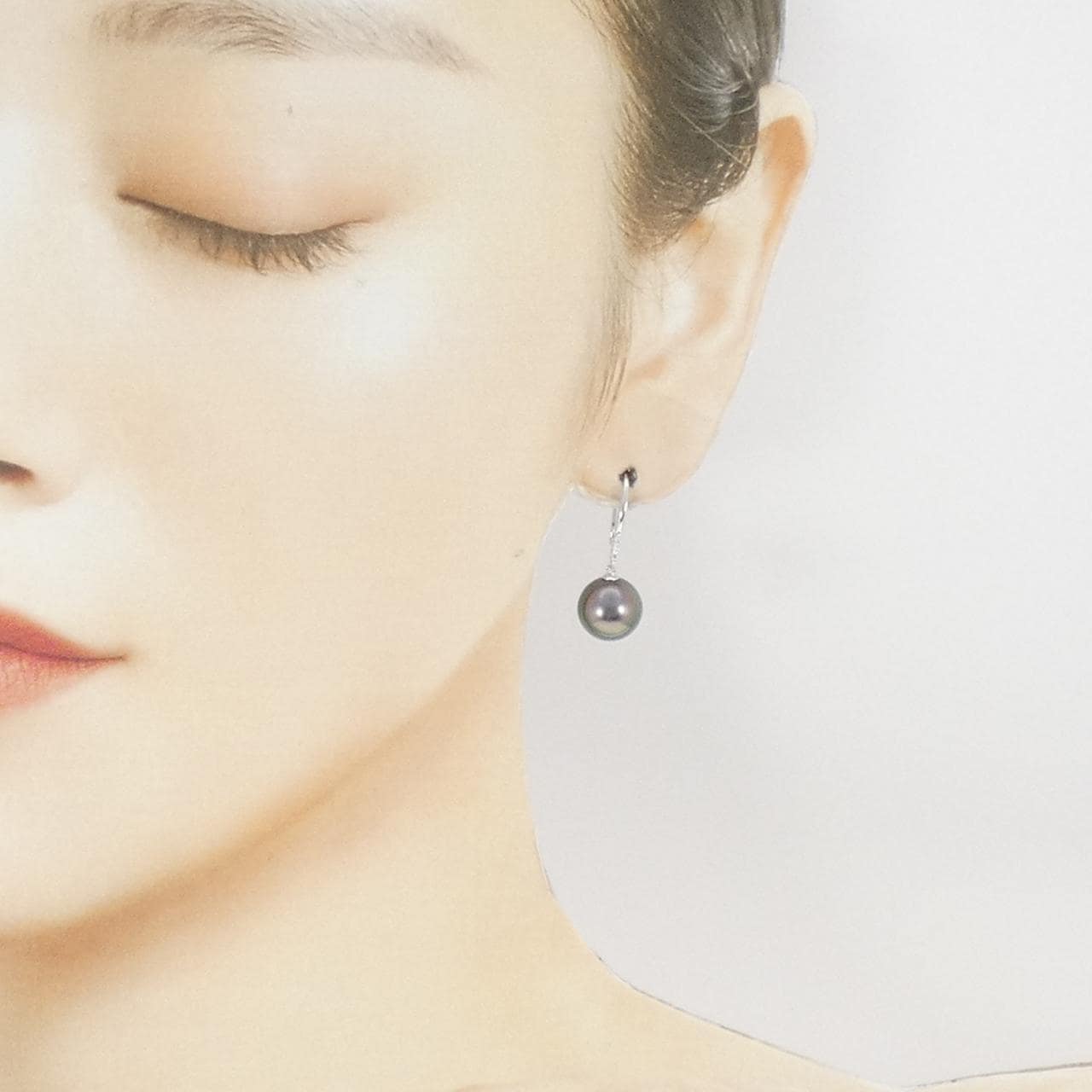 K18WG 黒蝶パール ピアス 10mm