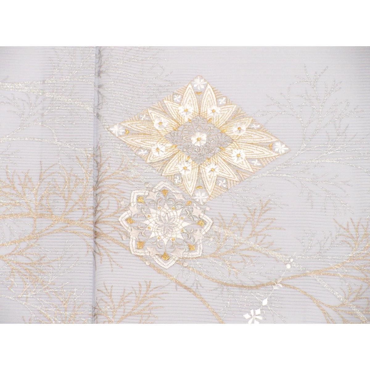 【未使用品】単衣　駒絽訪問着　金彩友禅刺繍入り