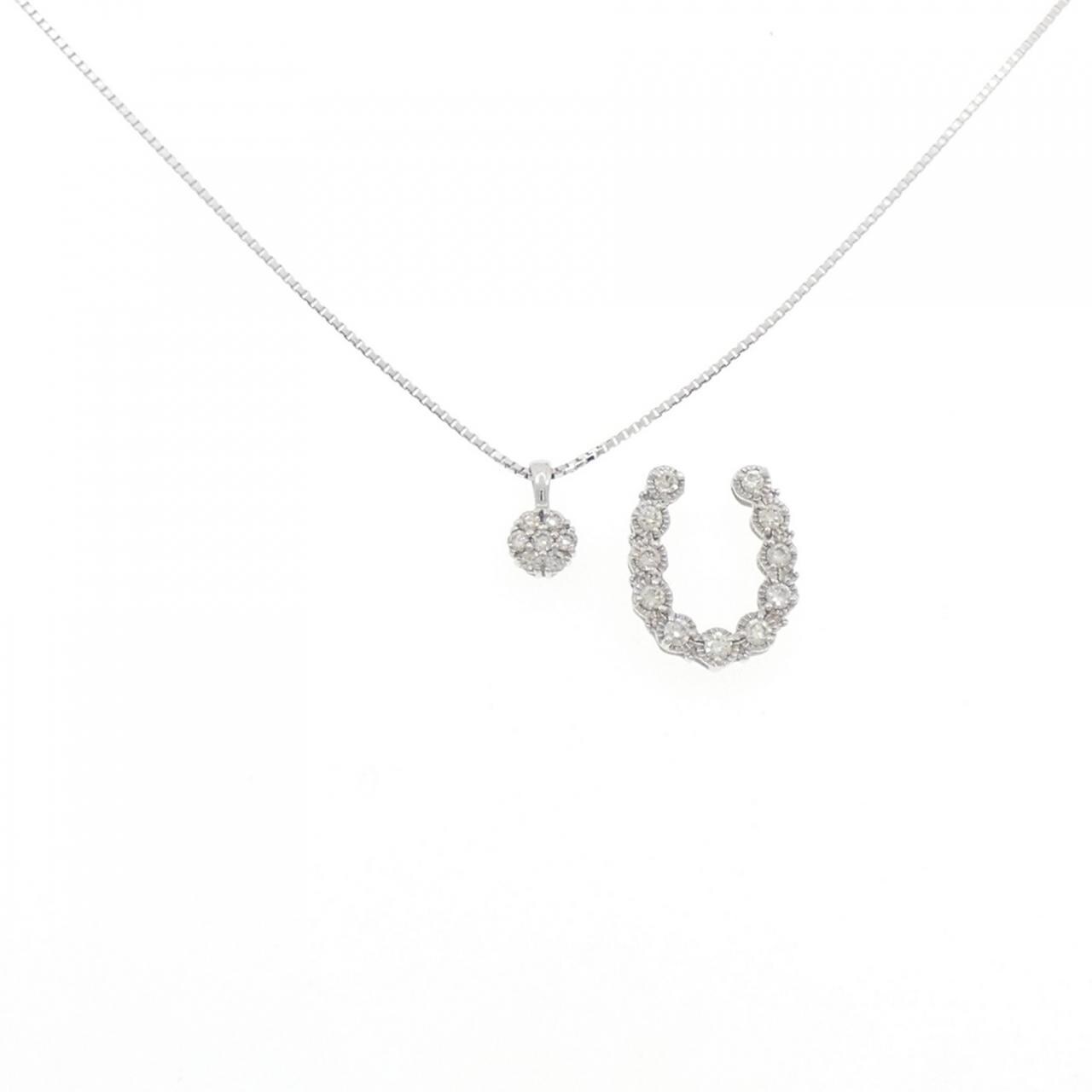 K18WG 2WAY Diamond Necklace 0.08CT