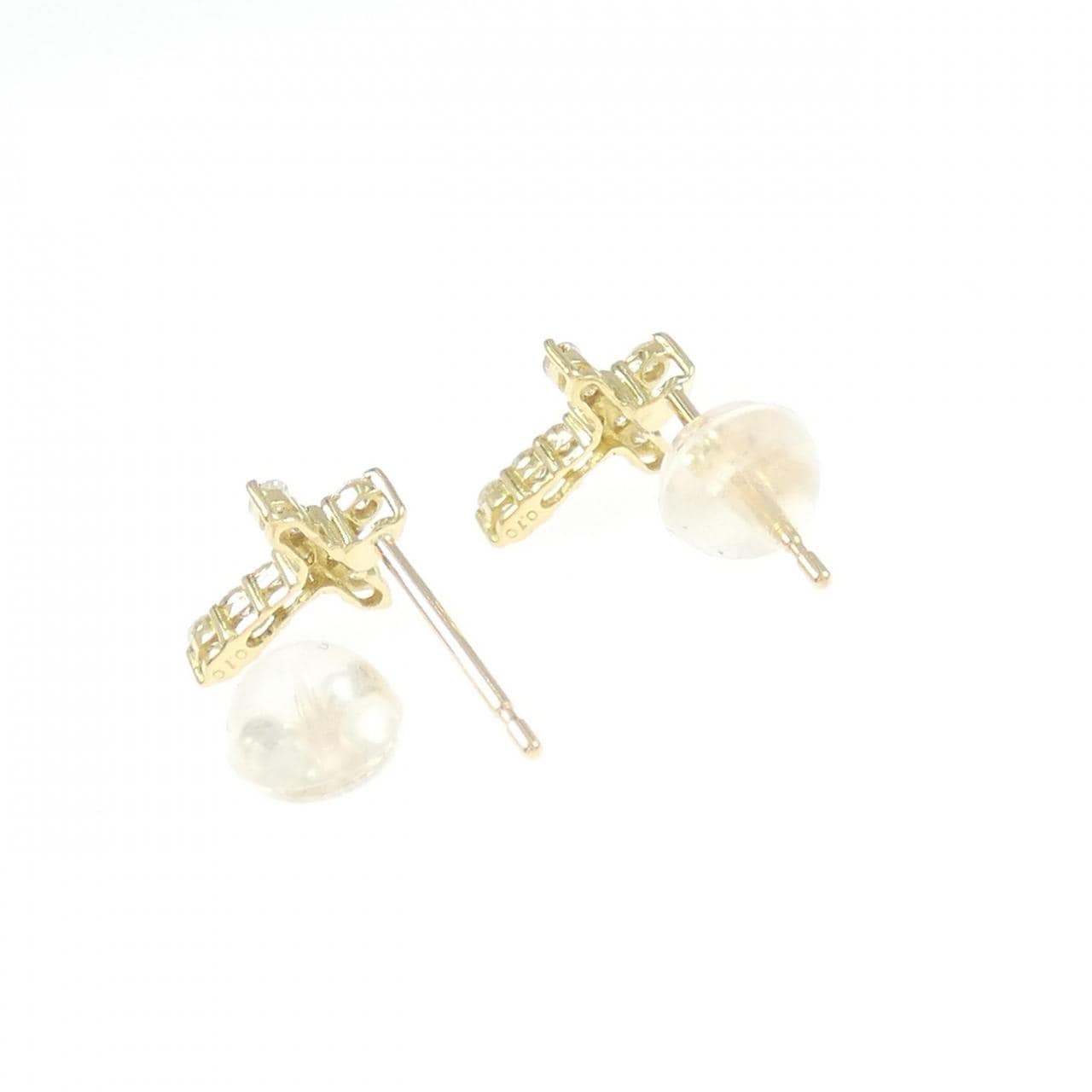 K18YG クロス ダイヤモンド ピアス 0.20CT
