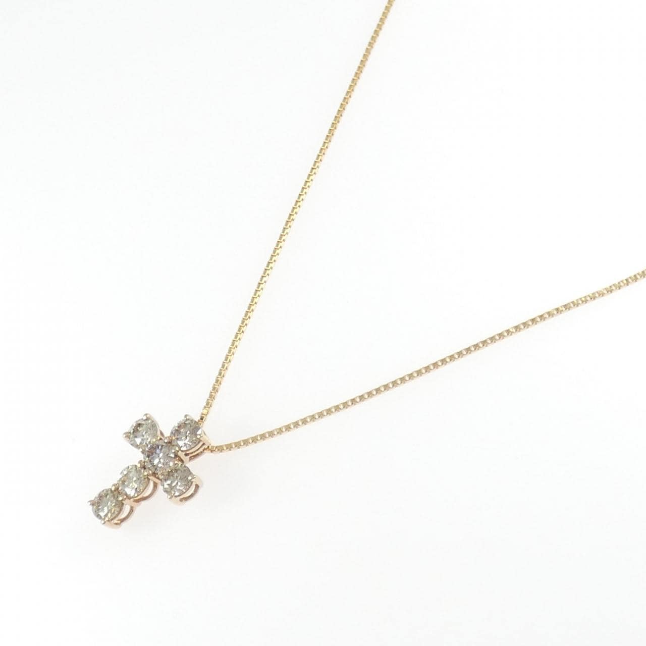 K18PG/K18YG クロス ダイヤモンド ネックレス 1.50CT