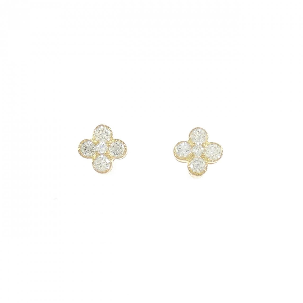 【リメイク】K18YG フラワー ダイヤモンド ピアス 0.20CT