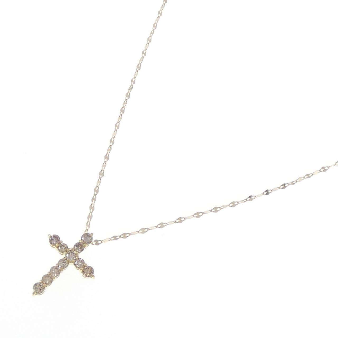 K18YG クロス ダイヤモンド ネックレス 0.30CT