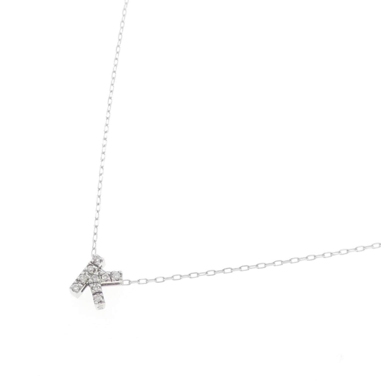 K18WG イニシャルK ダイヤモンド ネックレス 0.06CT