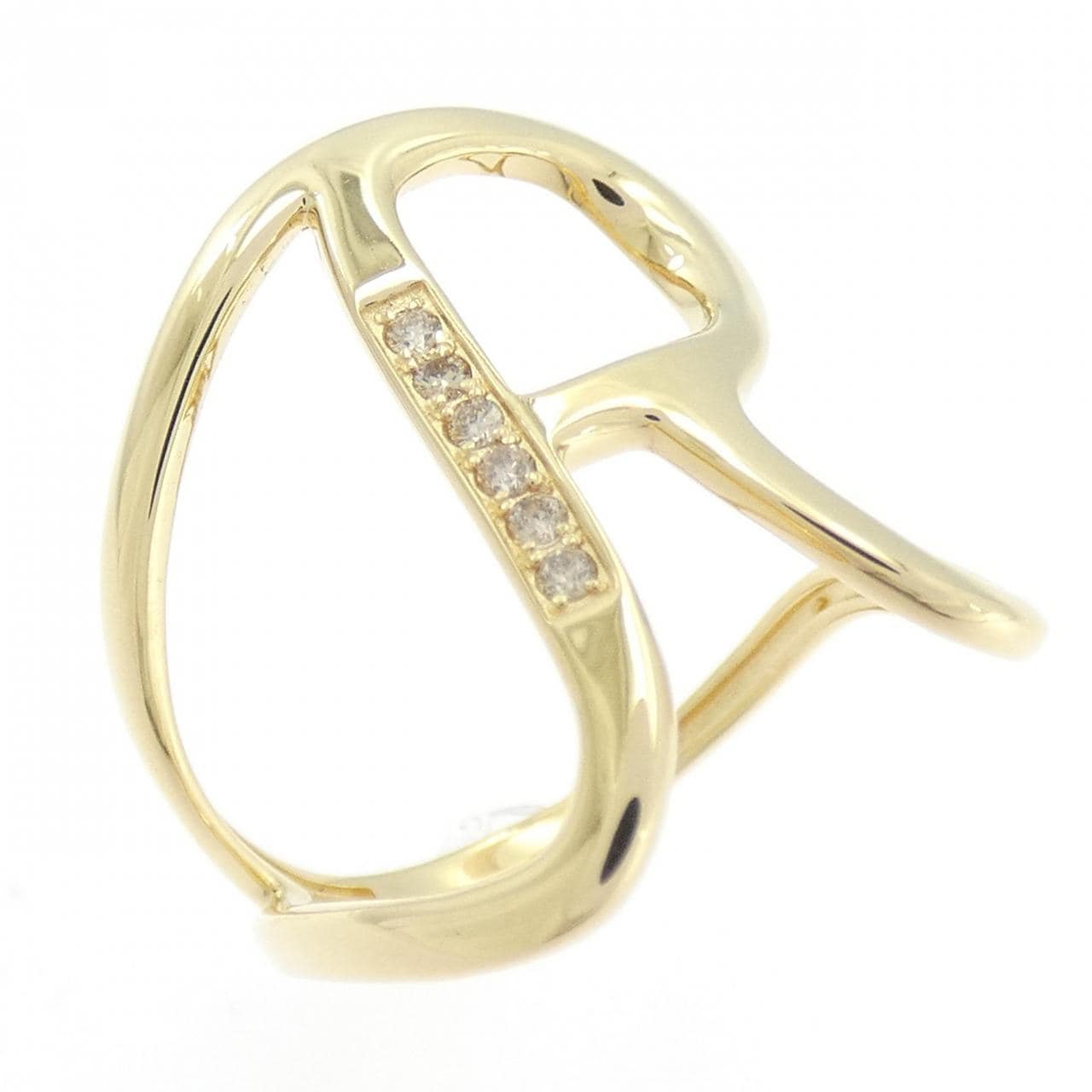 K18YG イニシャルR ダイヤモンド リング 0.05CT
