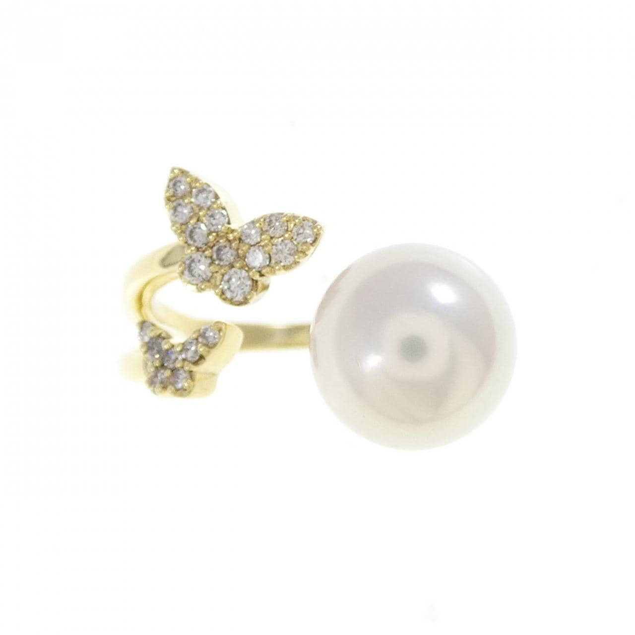 K18YG バタフライ アコヤパール リング 8.3mm