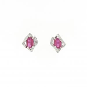 PT900 ルビー ピアス 1.32CT