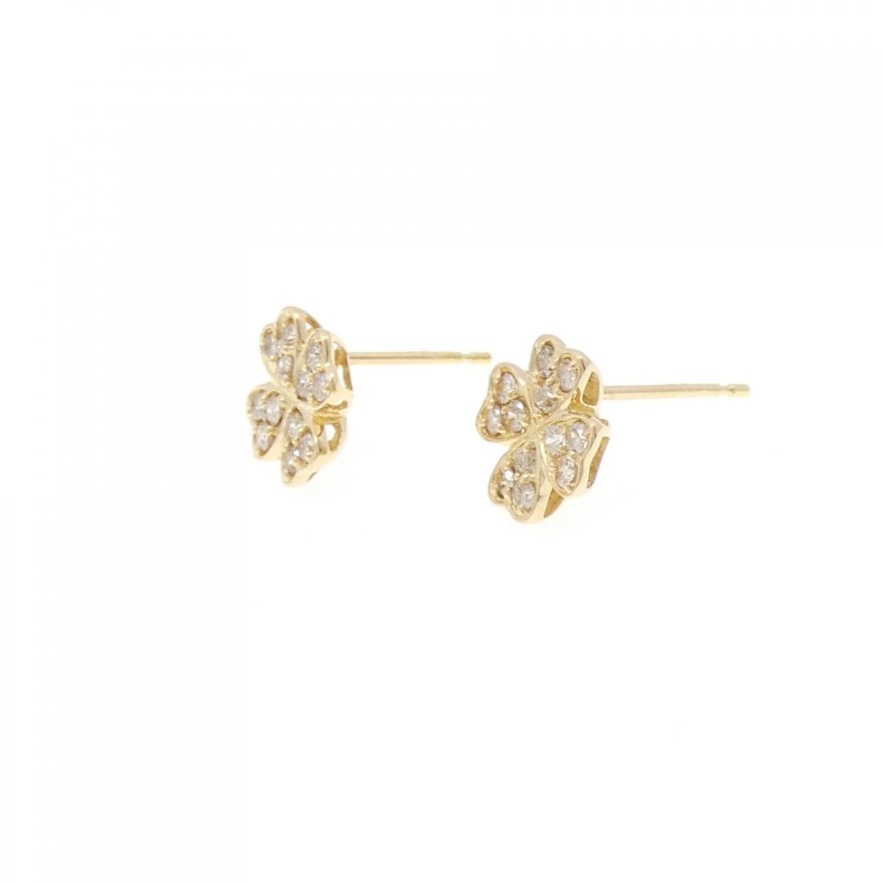K18YG クローバー ダイヤモンド ピアス 0.30CT