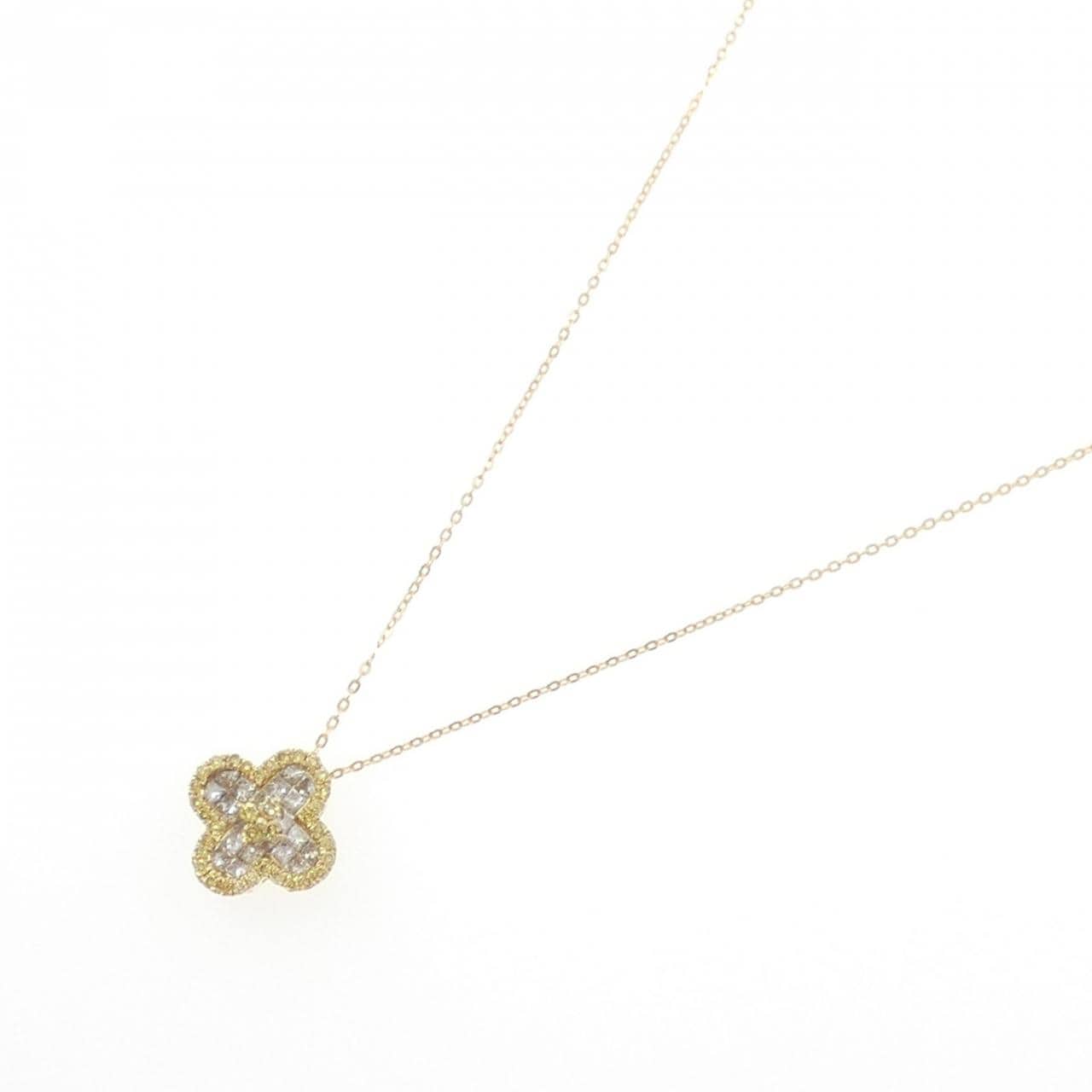 K18YG フラワー ダイヤモンド ネックレス 0.70CT